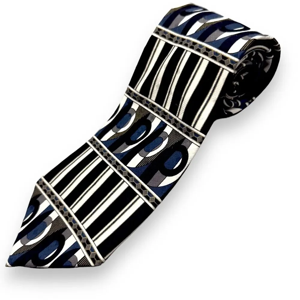 X'andrini Silk Dress Tie Made in USA Multicolor Geometric Pattern 55